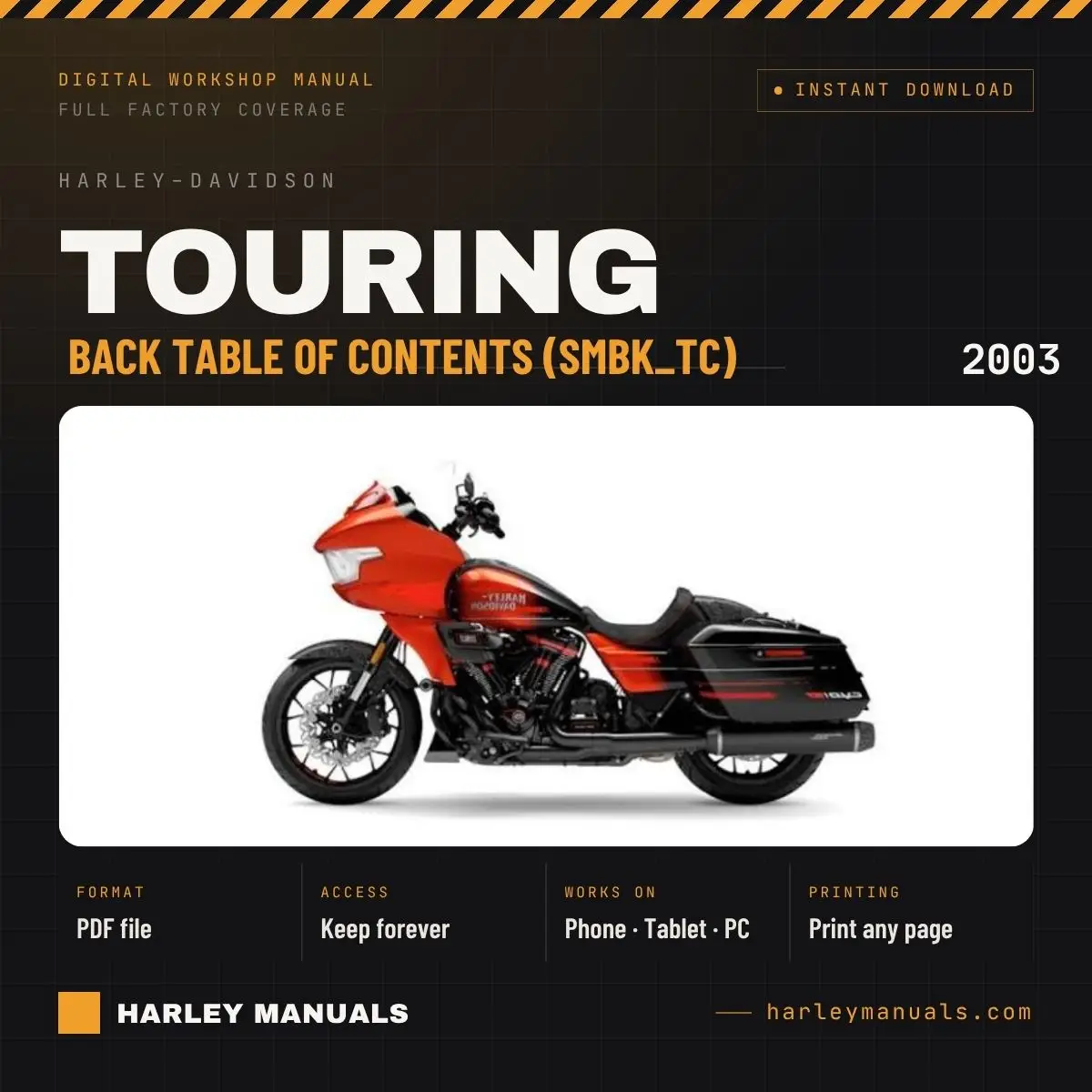 2003 Harley-Davidson Touring Service Manual Back Table of Contents (SMBK_TC) - PDF Download