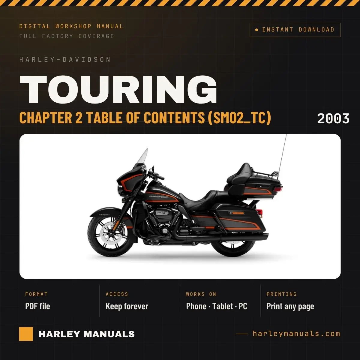 2003 Harley-Davidson Touring Service Manual Chapter 2 Table of Contents (SM02_TC) - PDF Download