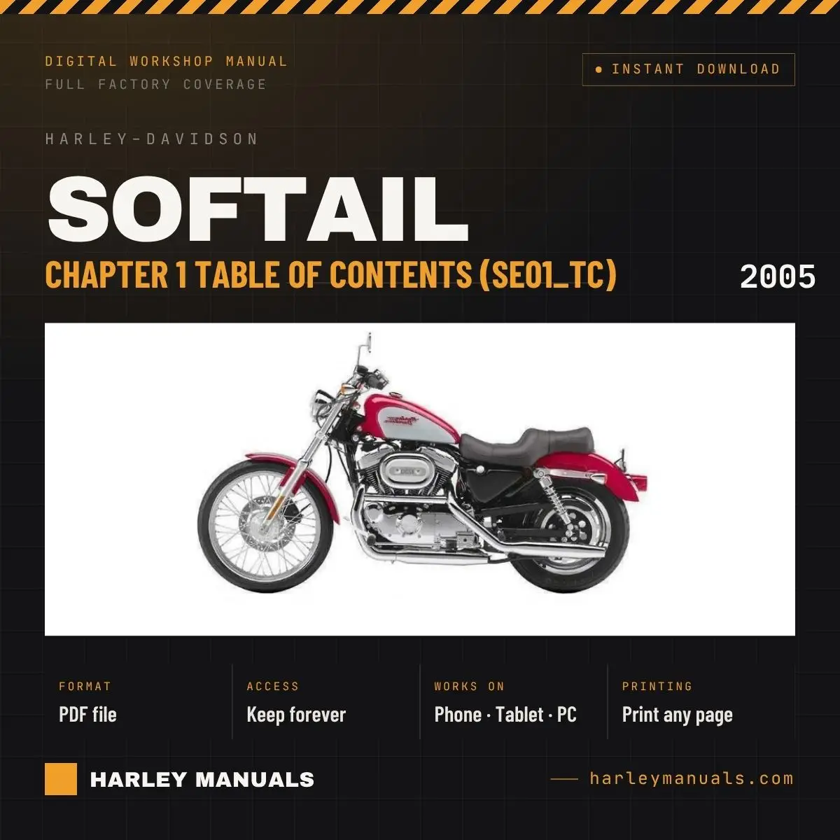 2005 Harley-Davidson Softail Electrical Diagnostic Manual Chapter 1 Table of Contents (SE01_TC) - PDF Download
