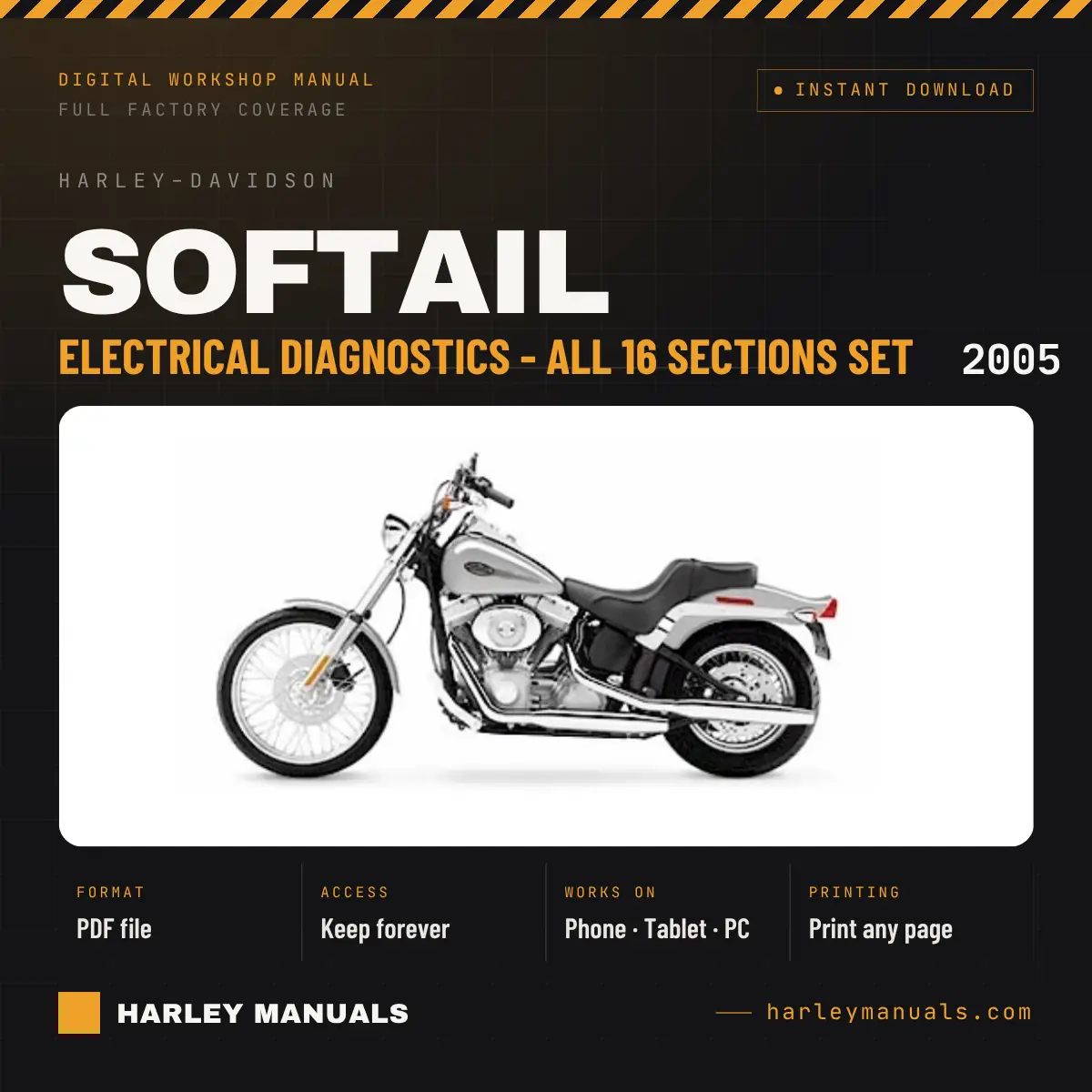 2005 Harley-Davidson Softail Electrical Diagnostics - All 16 Sections Set