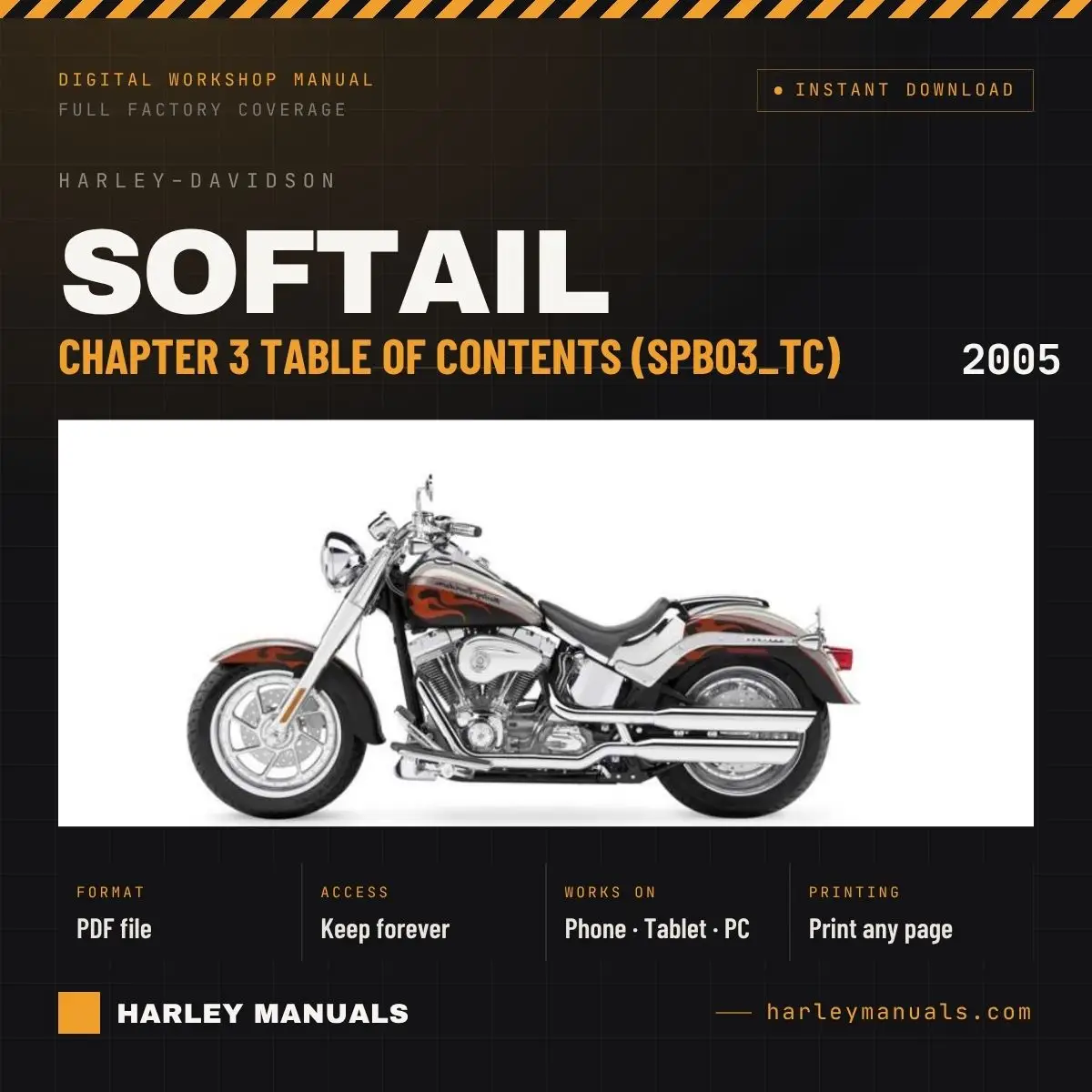 2005 Harley-Davidson Softail Service Manual Supplement B Chapter 3 Table of Contents (SPB03_TC) - PDF Download