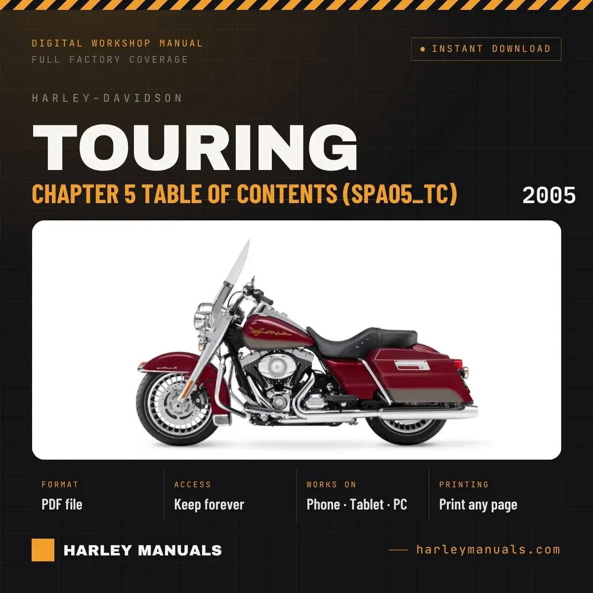 2005 Harley-Davidson Touring Service Manual Supplement A Chapter 5 Table of Contents (SPA05_TC) - PDF Download