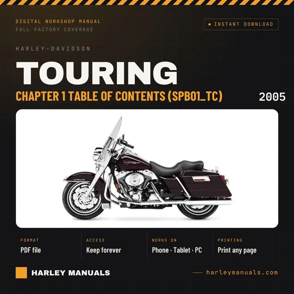 2005 Harley-Davidson Touring Service Manual Supplement B Chapter 1 Table of Contents (SPB01_TC) - PDF Download