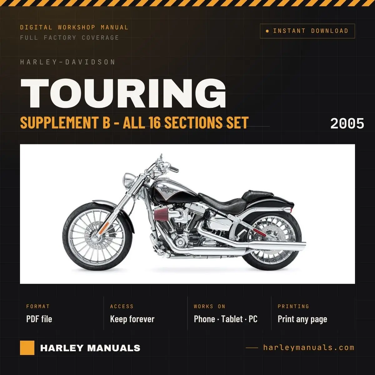 2005 Harley-Davidson Touring Supplement B - All 16 Sections Set